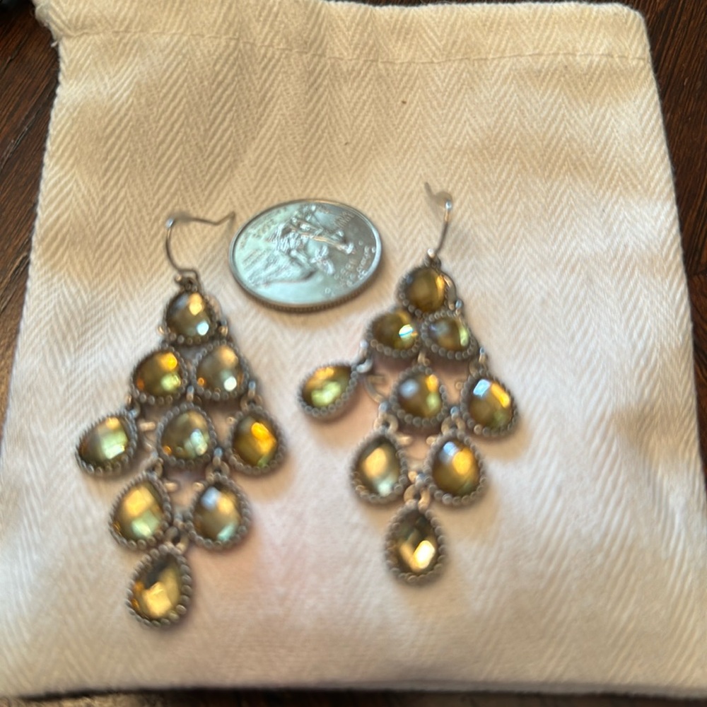 Dangle yellow stone faux stone. Wire posts